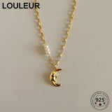925 Silver Baroque Pearl Moon Pendant Necklace