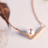 925 Silver V Shape Pearl Necklace for Women
