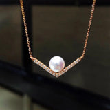 925 Silver V Shape Pearl Necklace for Women