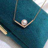 925 Silver V Shape Pearl Necklace for Women