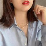 925 Silver Double Layer Wafer Necklace for Women