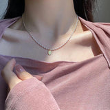 925 Silver Beads Chain Choker Necklace with Oval Pendant for Women