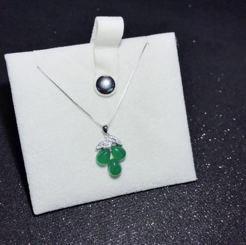 925 Silver Women Chalcedony Zircon Grape Bunch Pendant Necklace