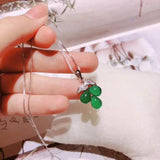 925 Silver Women Chalcedony Zircon Grape Bunch Pendant Necklace