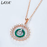 Laya 925 Sterling Silver CZ Enamel Circle Necklace for Women