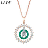 Laya 925 Sterling Silver CZ Enamel Circle Necklace for Women