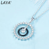Laya 925 Sterling Silver CZ Enamel Circle Necklace for Women