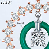 Laya 925 Sterling Silver CZ Enamel Circle Necklace for Women