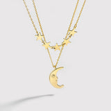 925 Silver Necklace Star Moon Pendant Choker for Women