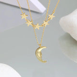 925 Silver Necklace Star Moon Pendant Choker for Women