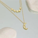 925 Silver Necklace Star Moon Pendant Choker for Women