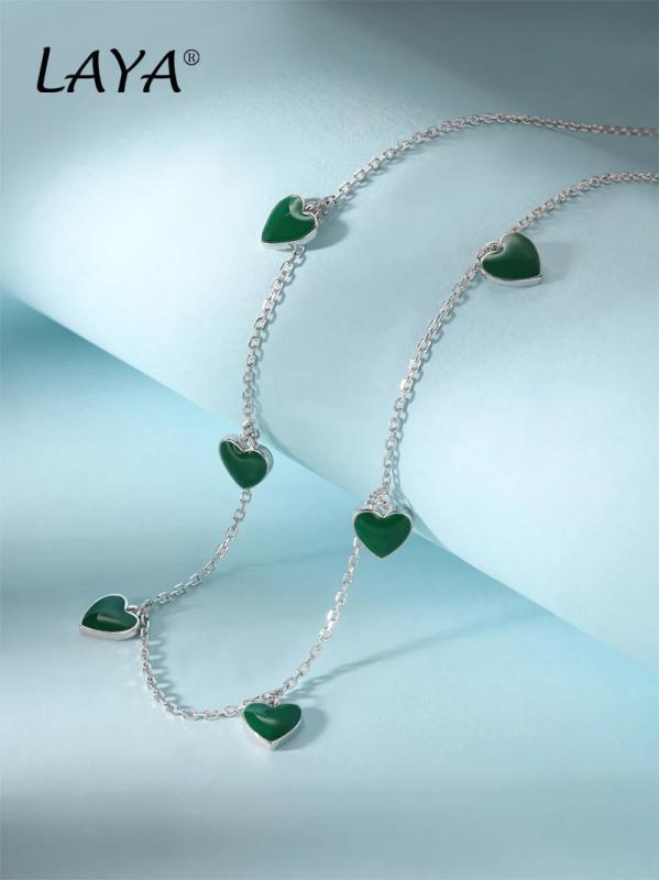 Laya 925 Sterling Silver Enamel Heart Necklace Women's Jewelry
