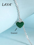 Laya 925 Sterling Silver Enamel Heart Necklace Women's Jewelry