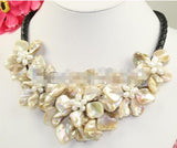 Ivory Mother of Pearl Flower Pendant Necklace