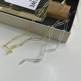 925 Sterling Silver Necklace Choker Rectangular Chain Jewelry