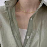 925 Sterling Silver Necklace Choker Rectangular Chain Jewelry