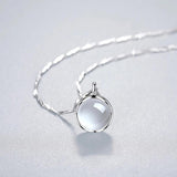 S925 Silver Round Pendant Necklace Clavicle Chain
