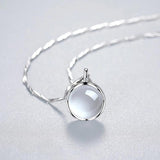 S925 Silver Round Pendant Necklace Clavicle Chain