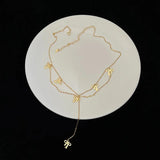 925 Silver Necklace Double Layer Bow Pendant Choker for Women