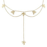 925 Silver Necklace Double Layer Bow Pendant Choker for Women