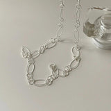 925 Silver Link Chain Necklace Choker Women Girl Fine Jewelry