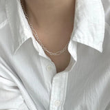925 Silver Link Chain Necklace Choker Women Girl Fine Jewelry