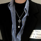 S925 Silver Letter Star Necklace Long Chain Kpop Gift
