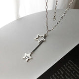S925 Silver Letter Star Necklace Long Chain Kpop Gift