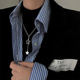 S925 Silver Letter Star Necklace Long Chain Kpop Gift
