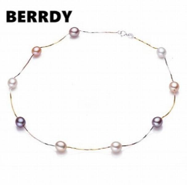 925 Silver Pearl Necklace, 8-9mm Big Natural Pearl Charm Lady