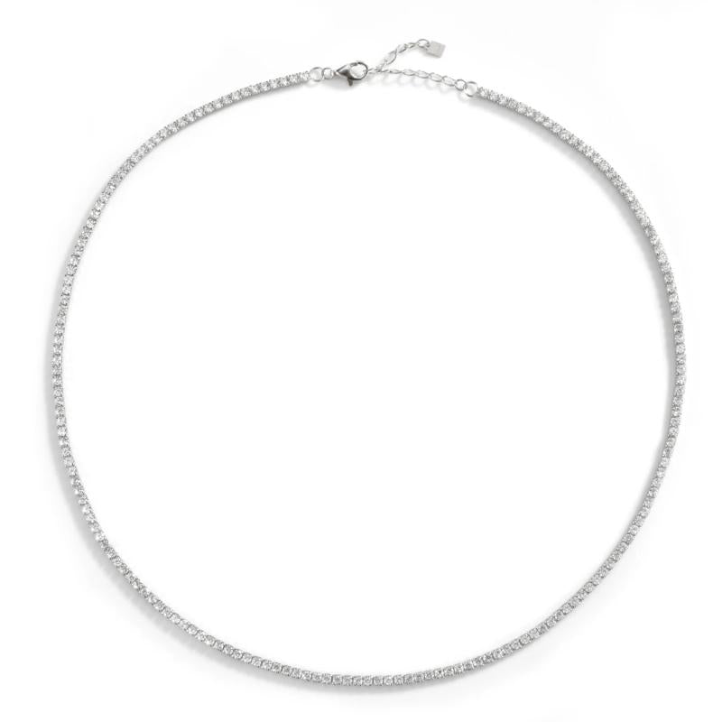 925 Silver 2mm Tennis Clear Rainbow CZ Necklace Choker