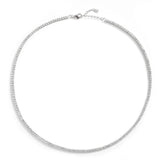 925 Silver 2mm Tennis Clear Rainbow CZ Necklace Choker