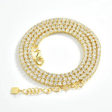 925 Silver 2mm Tennis Clear Rainbow CZ Necklace Choker