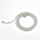 925 Silver 2mm Tennis Clear Rainbow CZ Necklace Choker