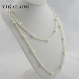 Long Multilayer Pearl Necklace for Women Accessories Statement Necklace