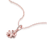 925 Silver Choker Layer Necklace for Women with Rose Clover Pendant