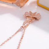 925 Silver Choker Layer Necklace for Women with Rose Clover Pendant