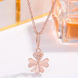 925 Silver Choker Layer Necklace for Women with Rose Clover Pendant