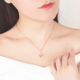 925 Silver Choker Layer Necklace for Women with Rose Clover Pendant