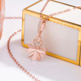 925 Silver Choker Layer Necklace for Women with Rose Clover Pendant