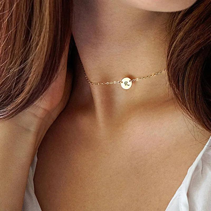 Tiny Illustrations Coin Necklace Filled Choker Pendant Boho Collier Femme