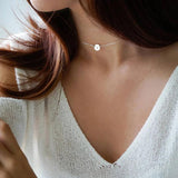 Tiny Illustrations Coin Necklace Filled Choker Pendant Boho Collier Femme