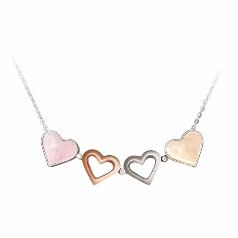 S925 Heart Pendant Cross Chain Choker Necklace Set