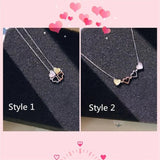 S925 Heart Pendant Cross Chain Choker Necklace Set