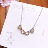 S925 Heart Pendant Cross Chain Choker Necklace Set
