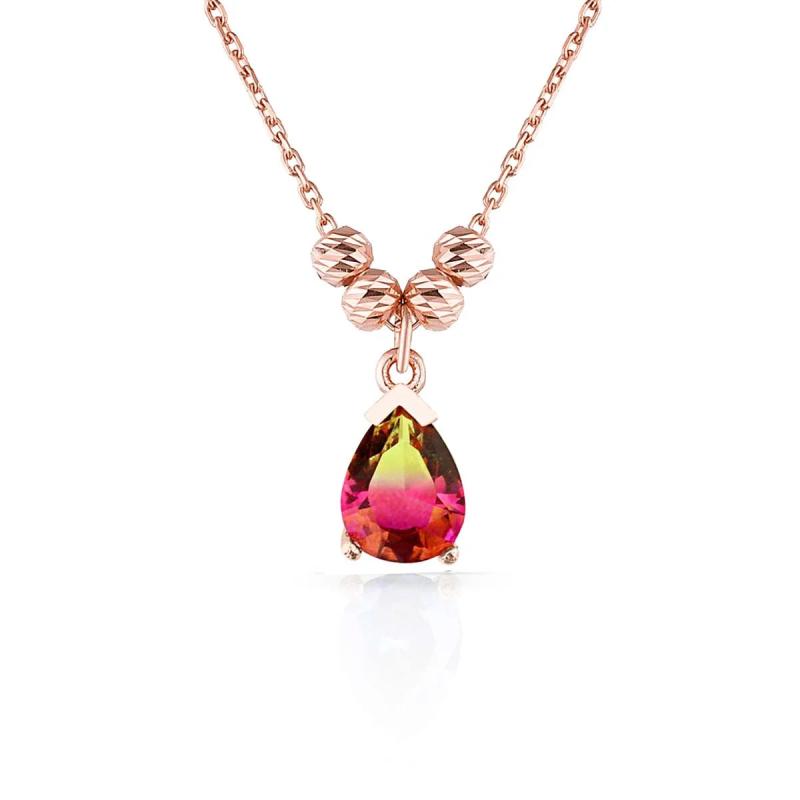 Tourmaline Water Drop Sterling Silver Pendant Necklace