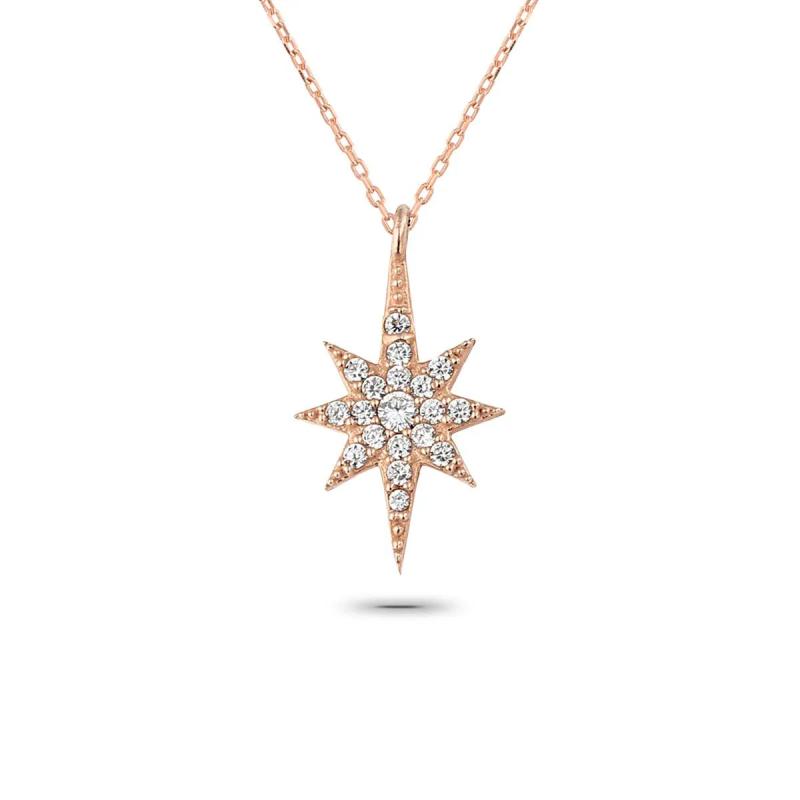 Rose Plated North Star Zircon Pendant Necklace