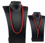 Hand Knotted Natural Green Red Stone Beads Necklace