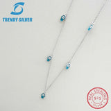 925 Silver Evil Eye Choker Necklace with Tear Pearl Shape