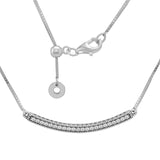 Sterling Silver CZ Heart Bar Choker Necklace